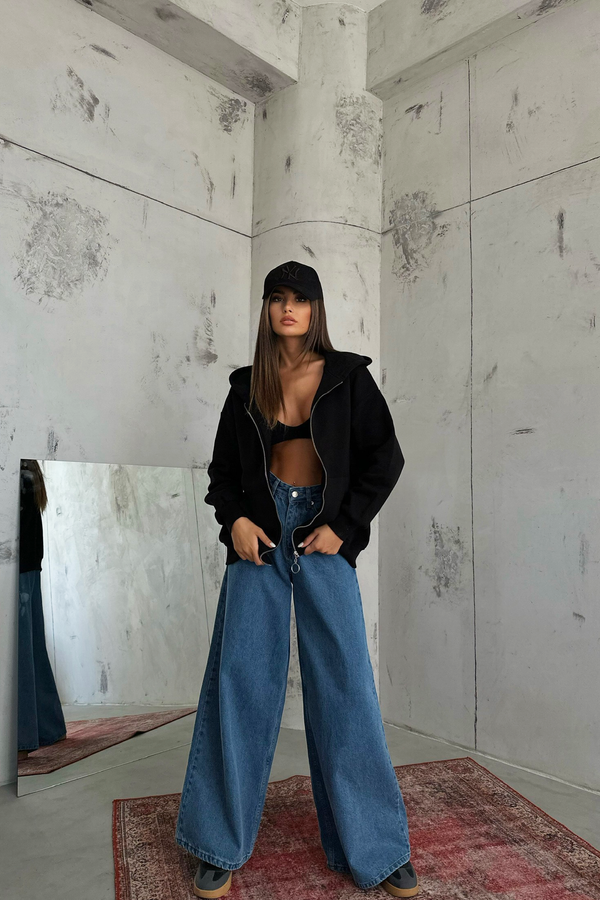 Hooded Zippered Relaxed Sweatshirt 2