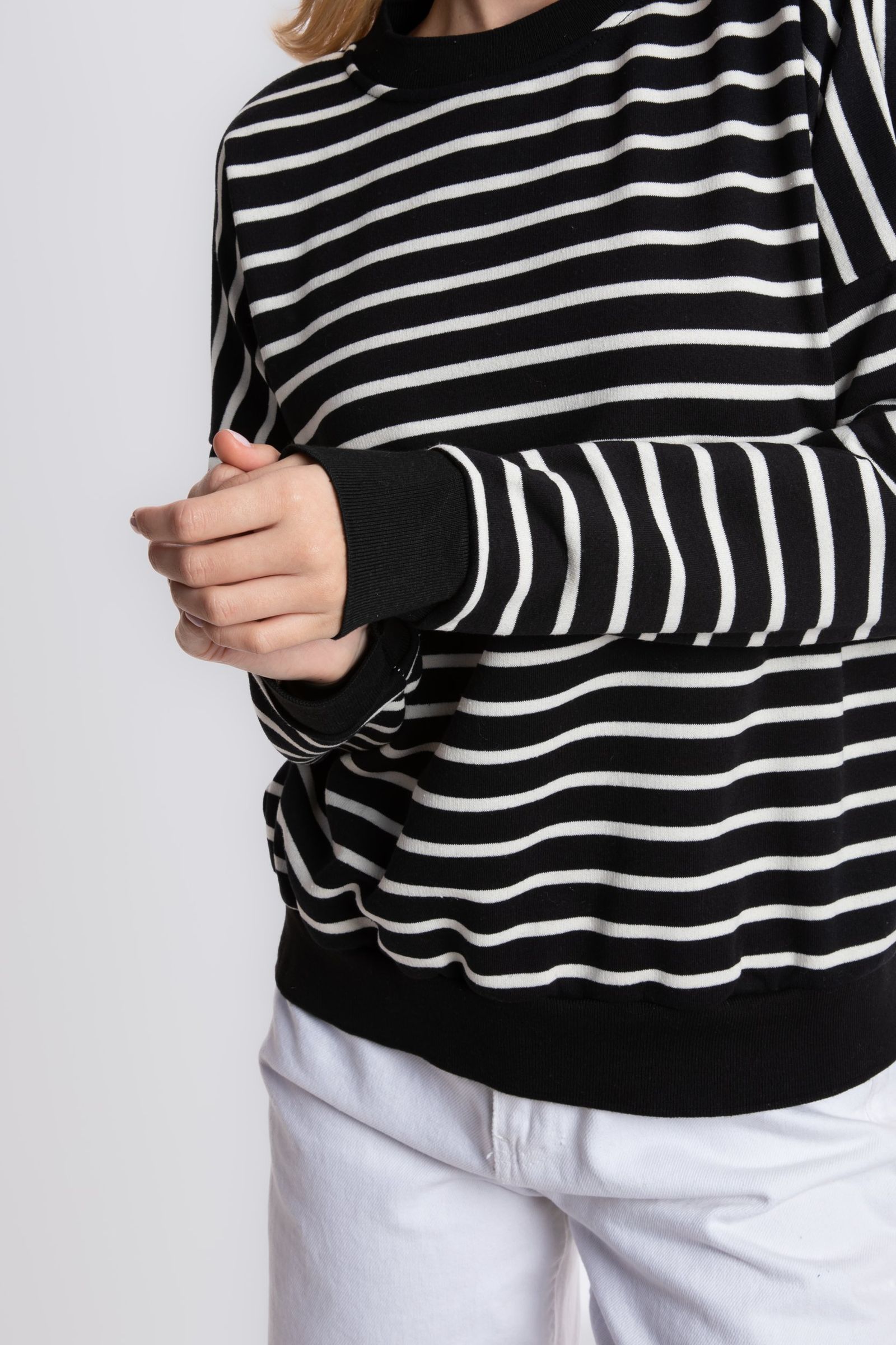 Striped Crew Neck Relaxed Sweatshirt