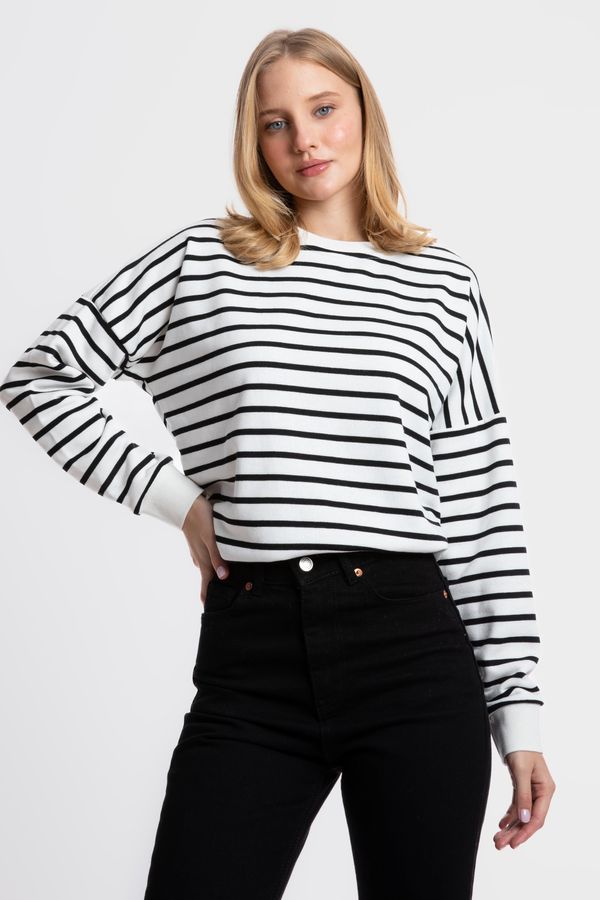 Striped Crew Neck Relaxed Sweatshirt 2