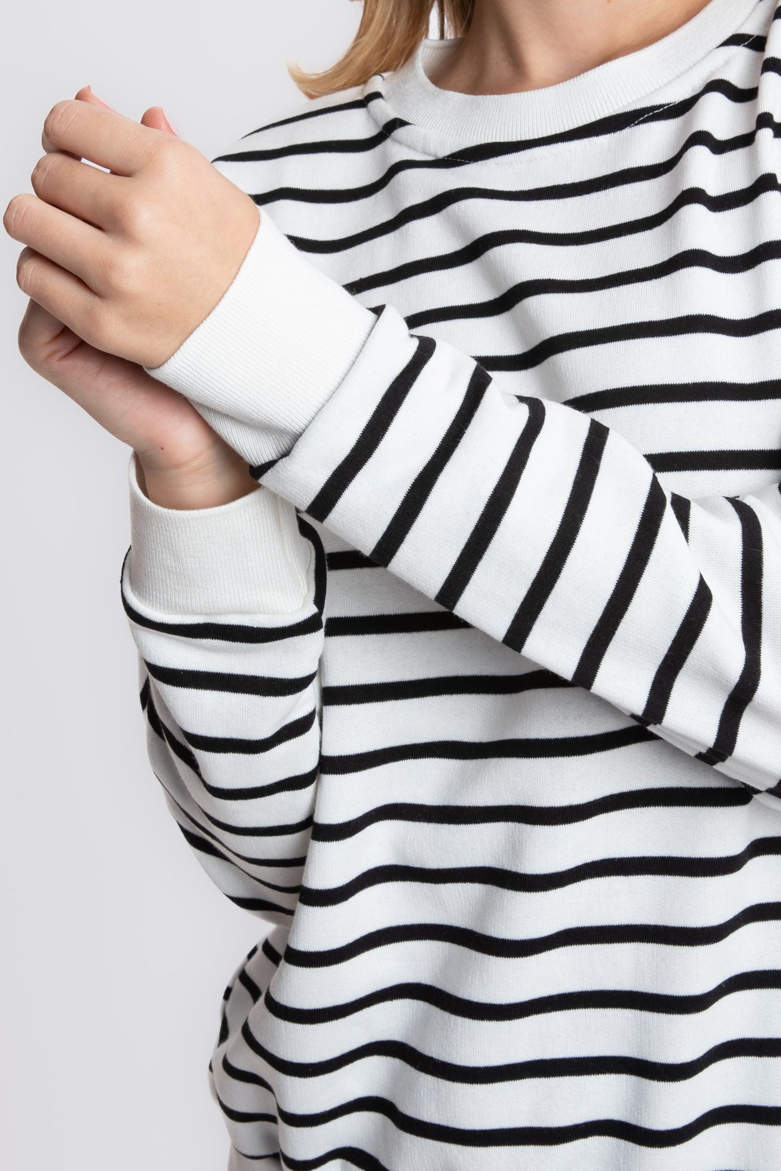 Striped Crew Neck Relaxed Sweatshirt