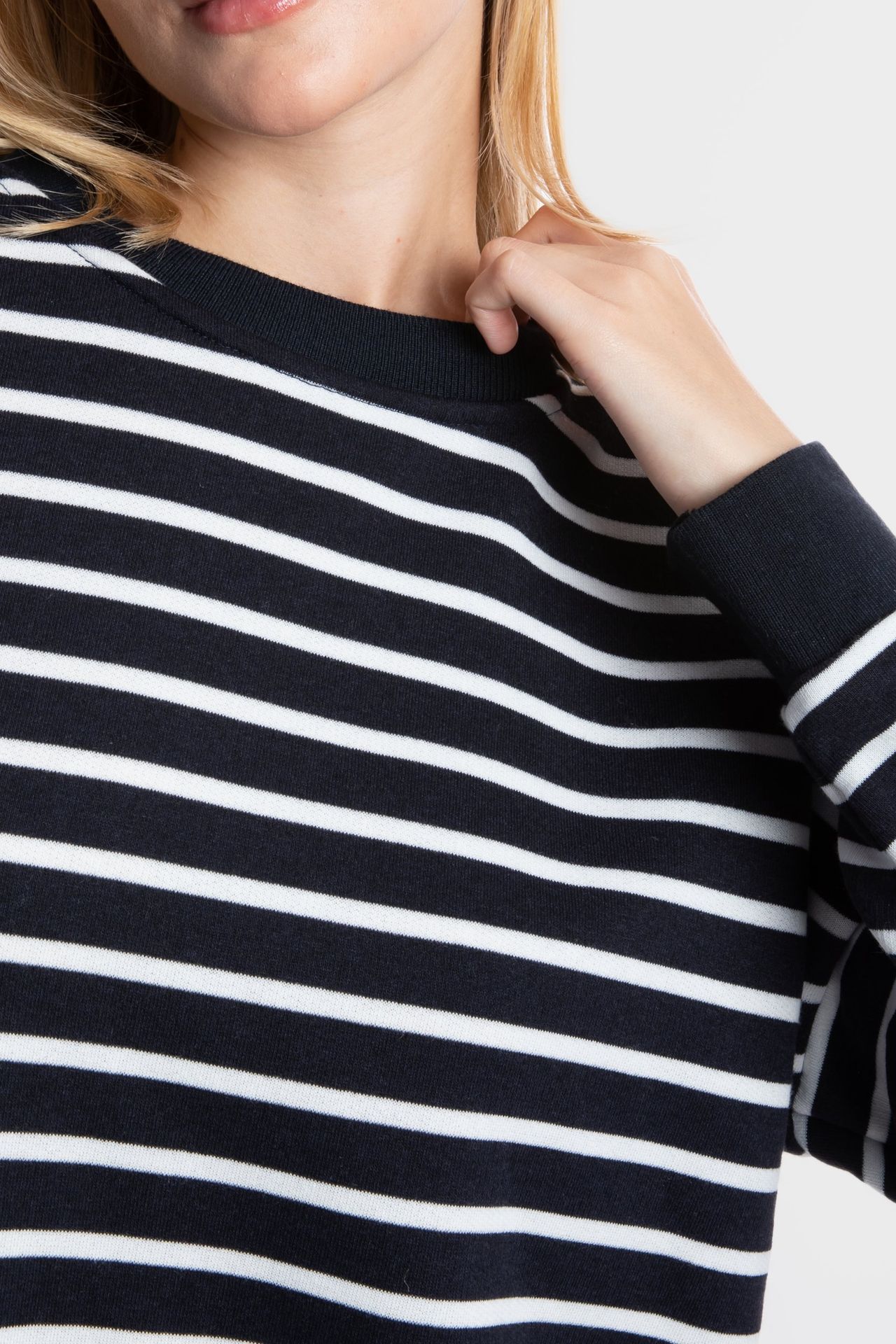 Striped Crew Neck Relaxed Sweatshirt