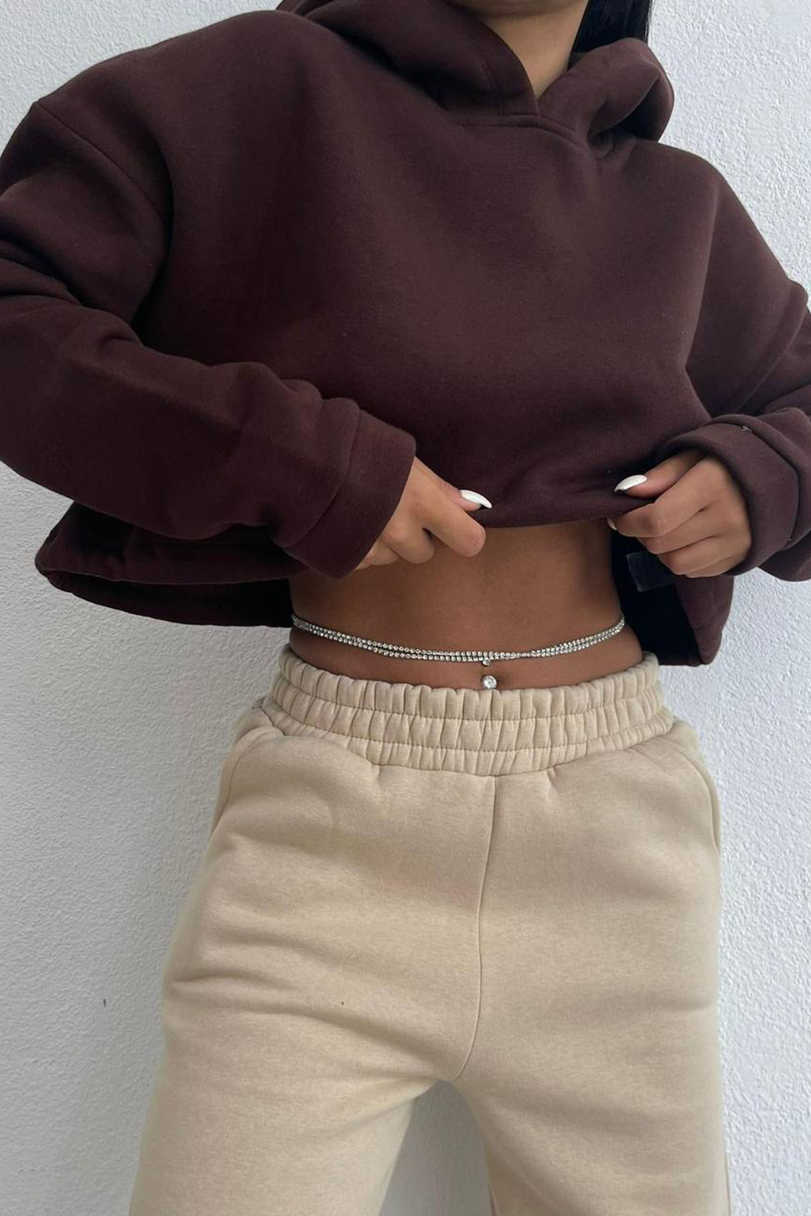 Drawstring Cropped Hoodie