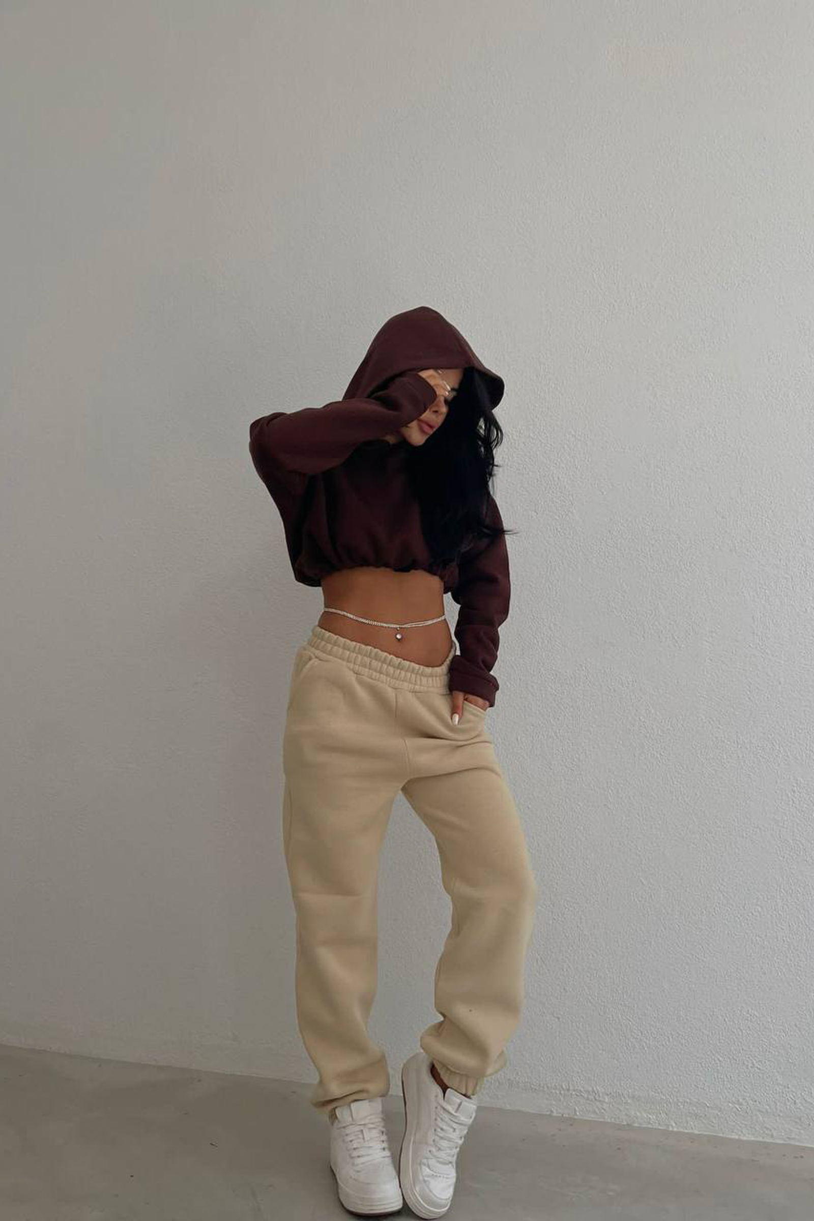 Drawstring Cropped Hoodie