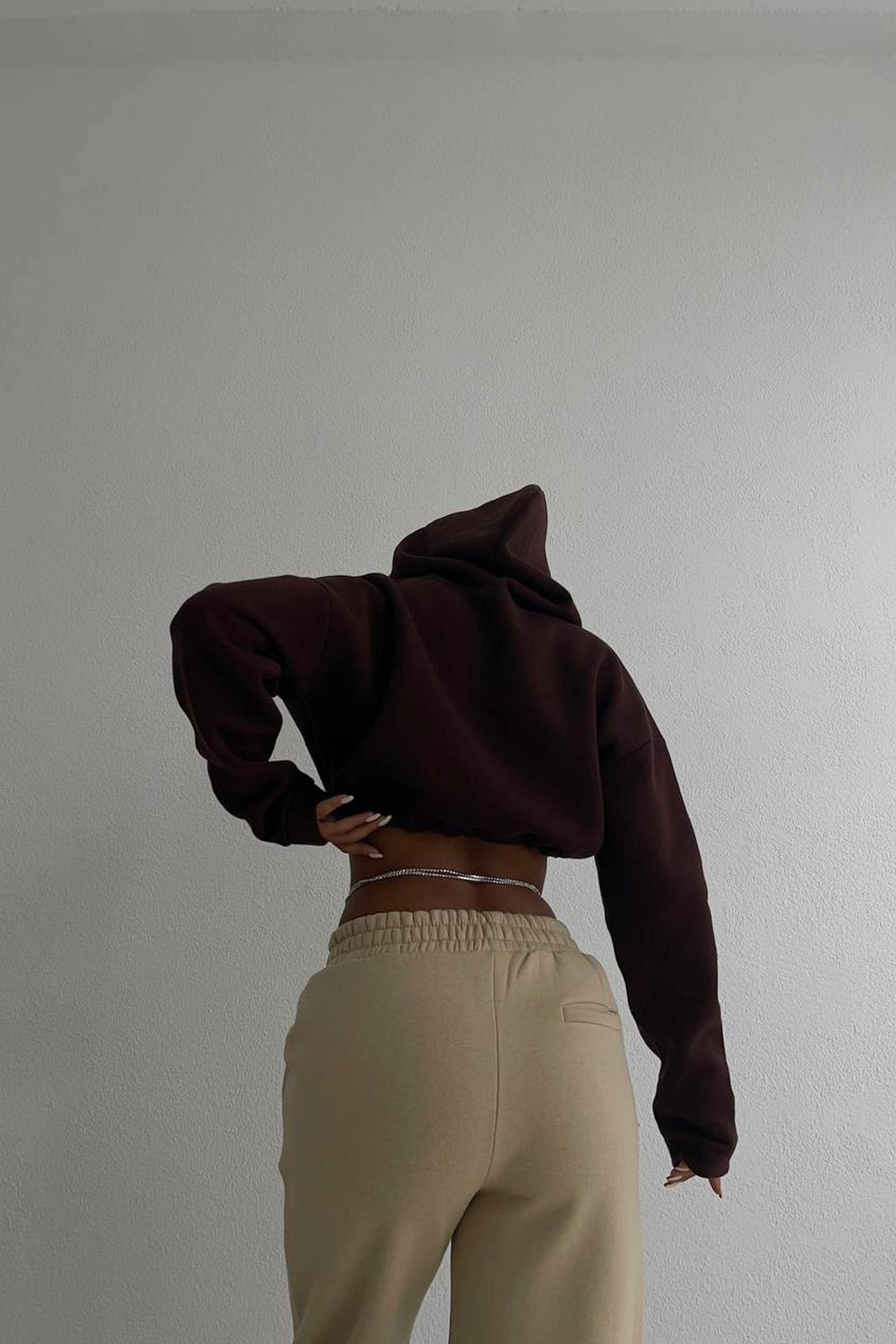 Drawstring Cropped Hoodie