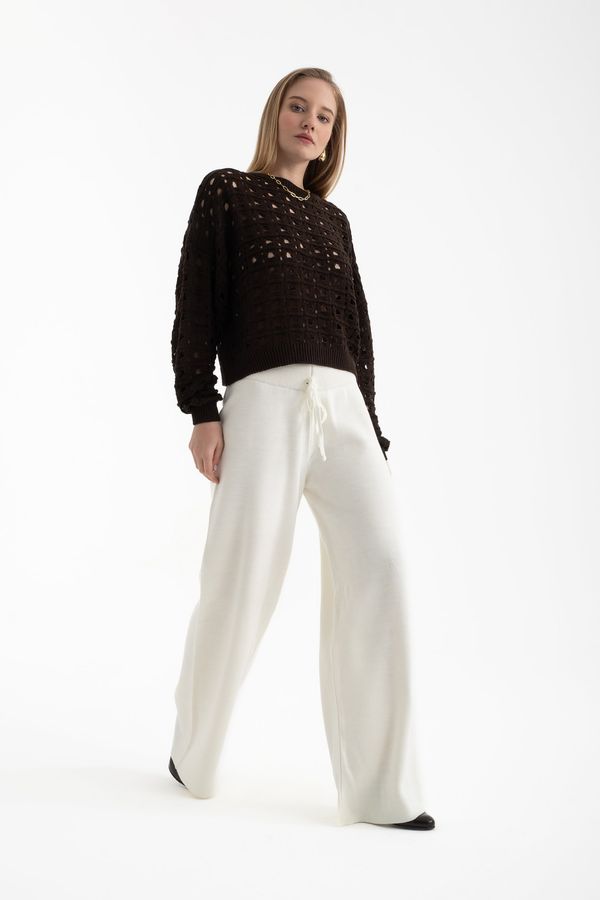 Knitted Drawstring Wide Leg Trousers 3