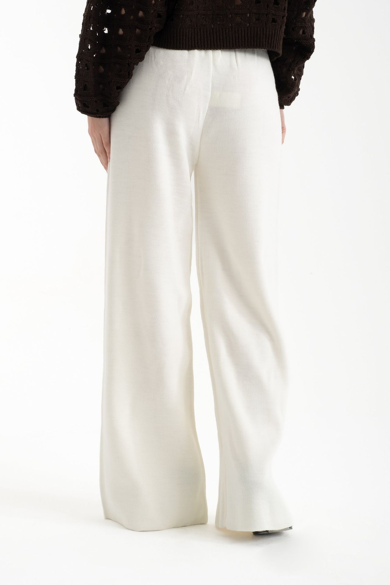 Knitted Drawstring Wide Leg Trousers