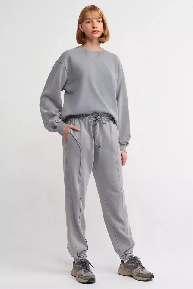 Washed Mid Rise Drawstring Joggers