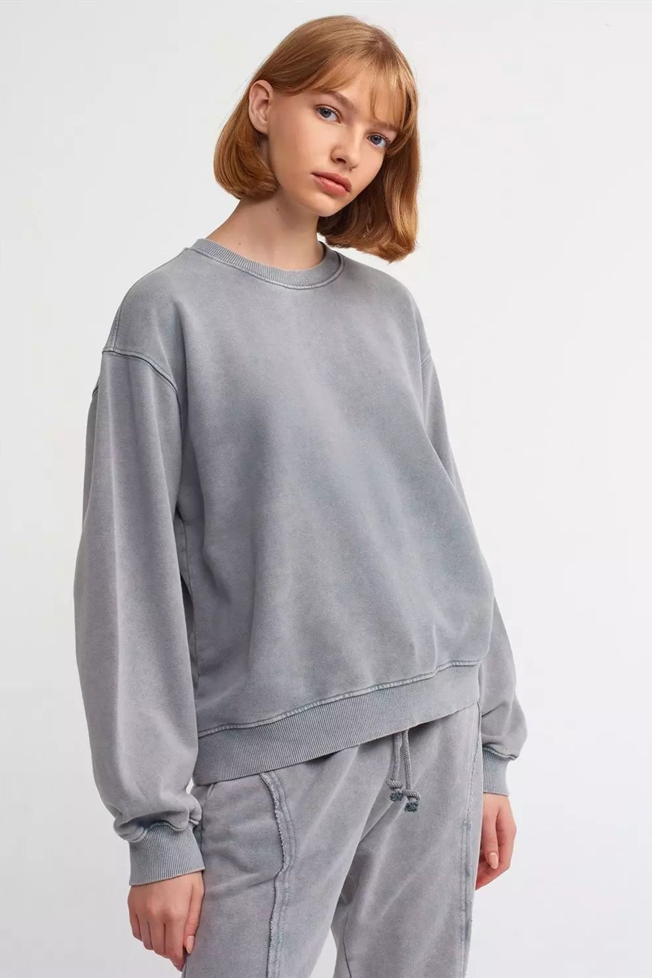 Washed Crew Neck Oversized Sweatshirt