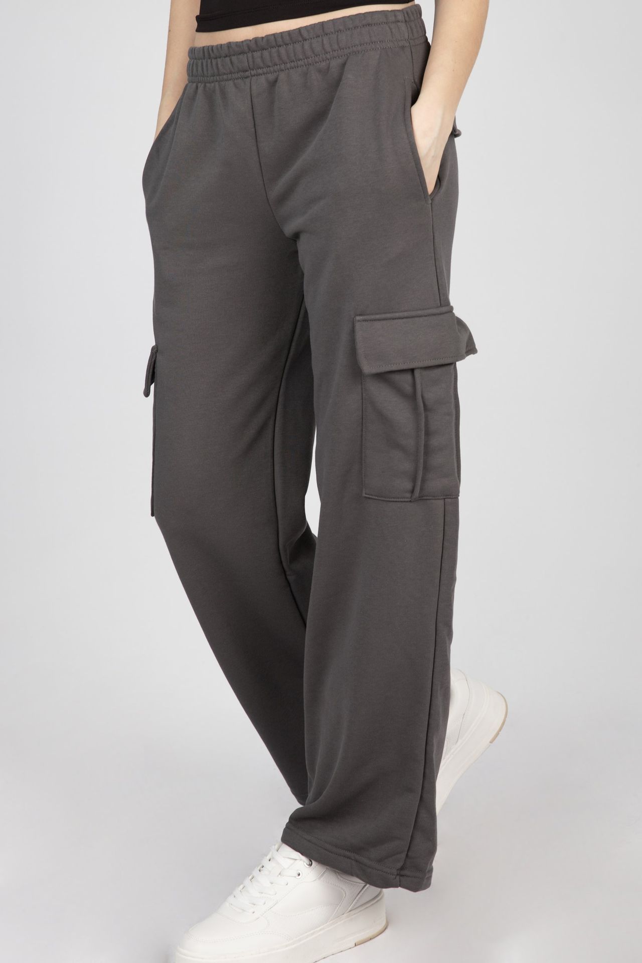 Mid Rise Elastic Waist Cargo Joggers