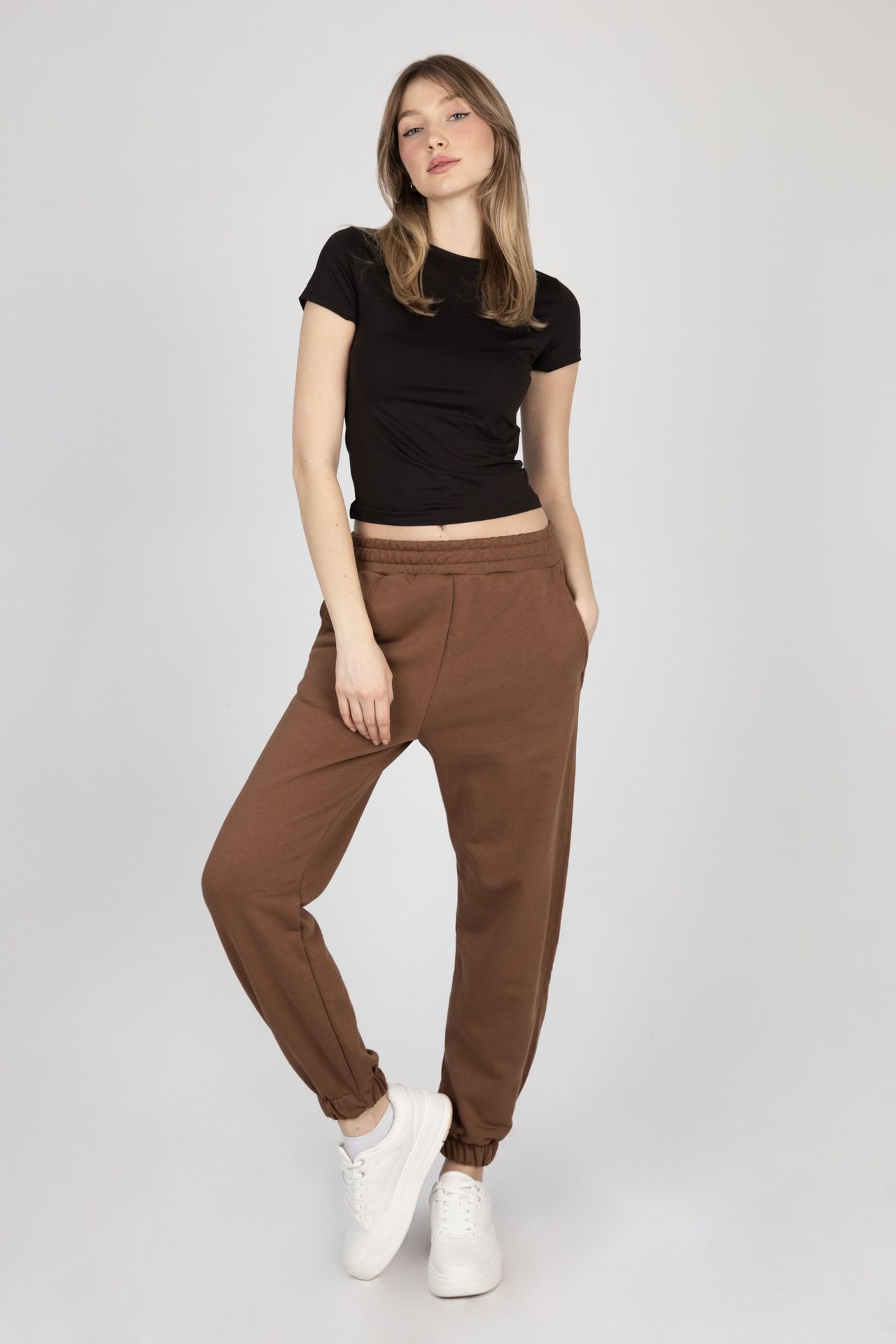 Mid Rise Elastic Waist Joggers