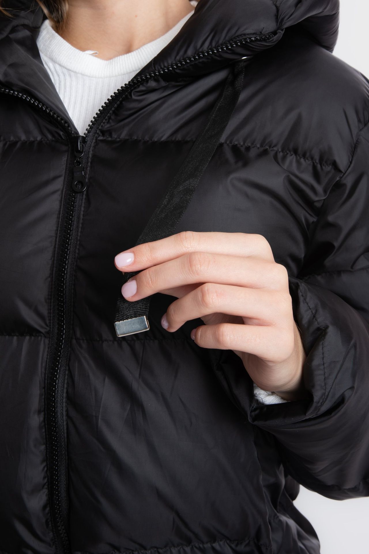 Stand Collar Zipper Hooded Coat & Jacket