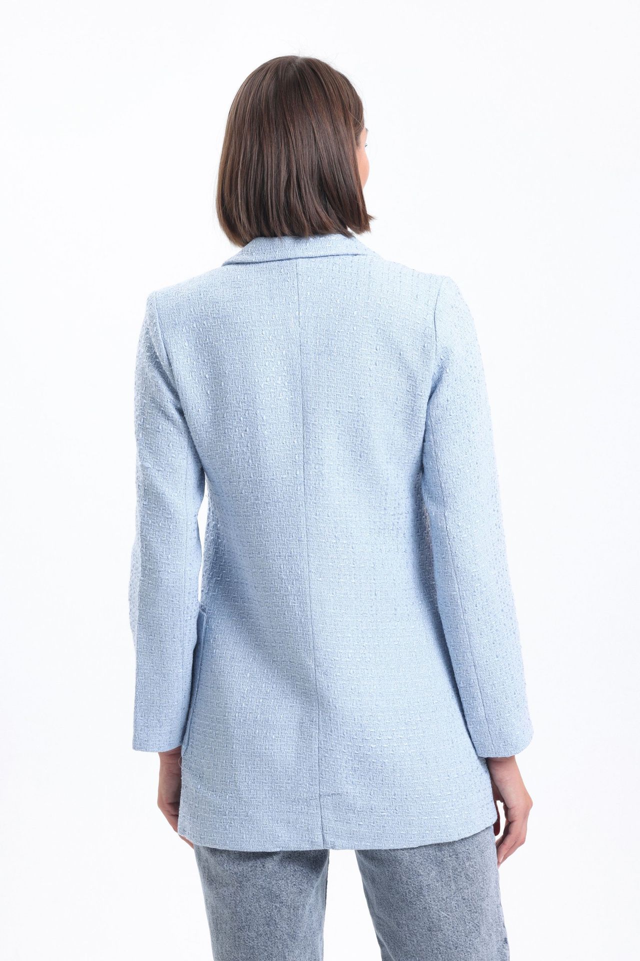 Tweed Collar Buttoned Blazer