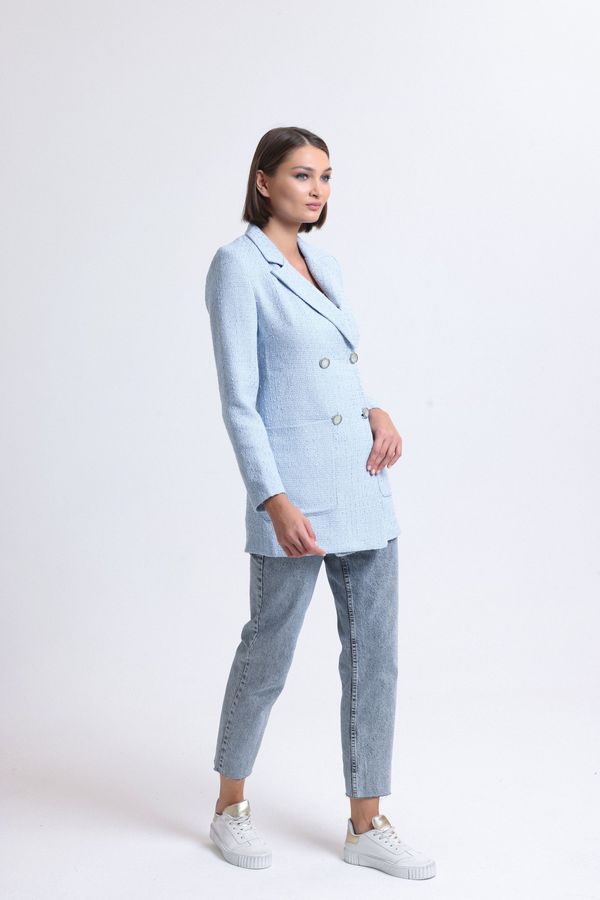 Tweed Collar Buttoned Blazer 4
