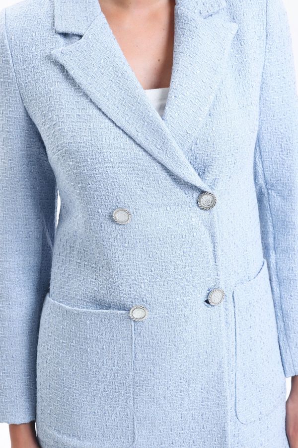 Tweed Collar Buttoned Blazer 5