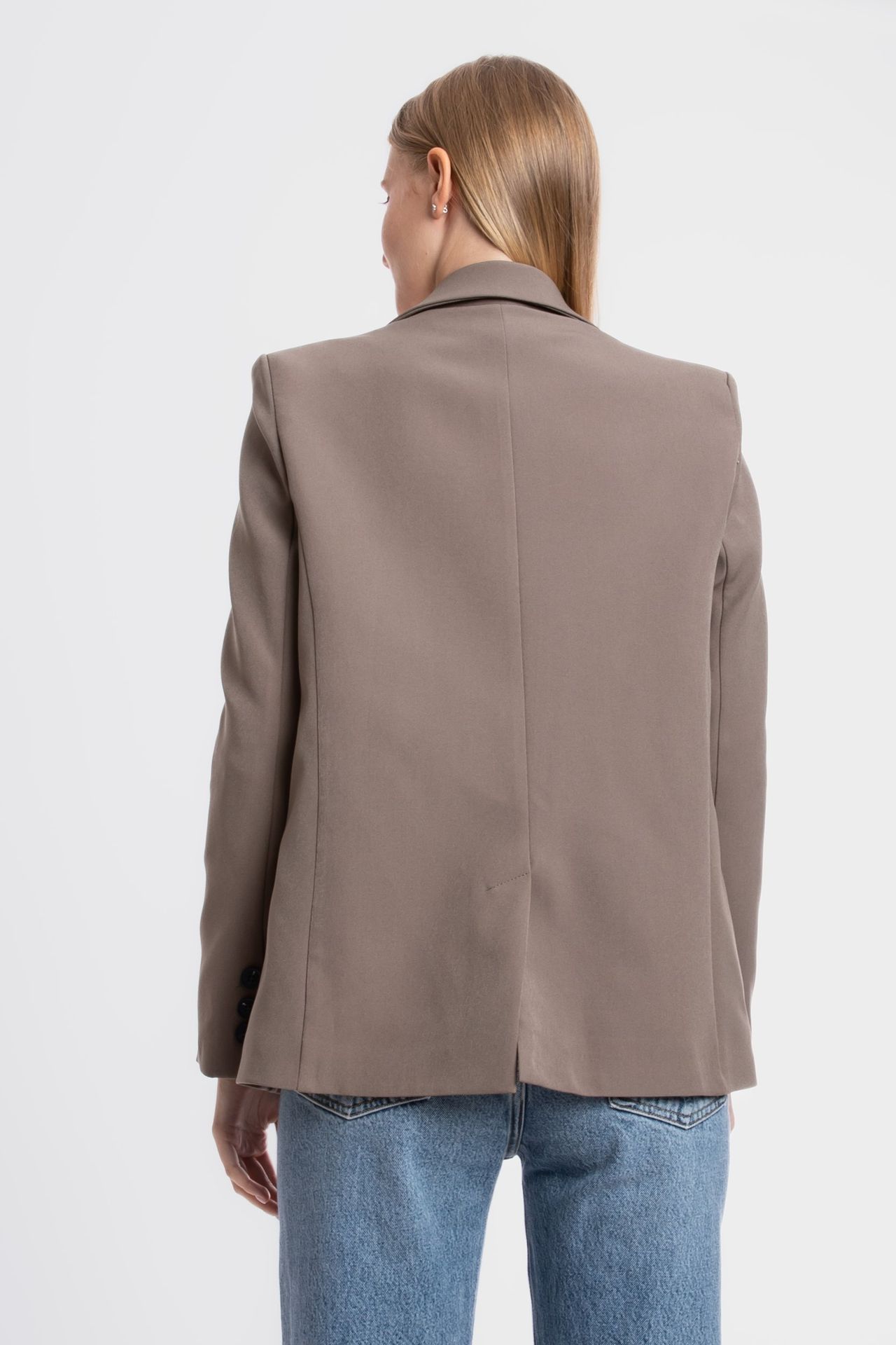 Solid Collar Buttoned Classic Blazer