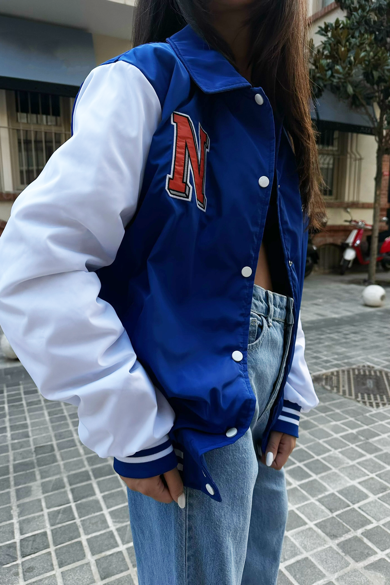 Letter Embroidered Collar College Jacket