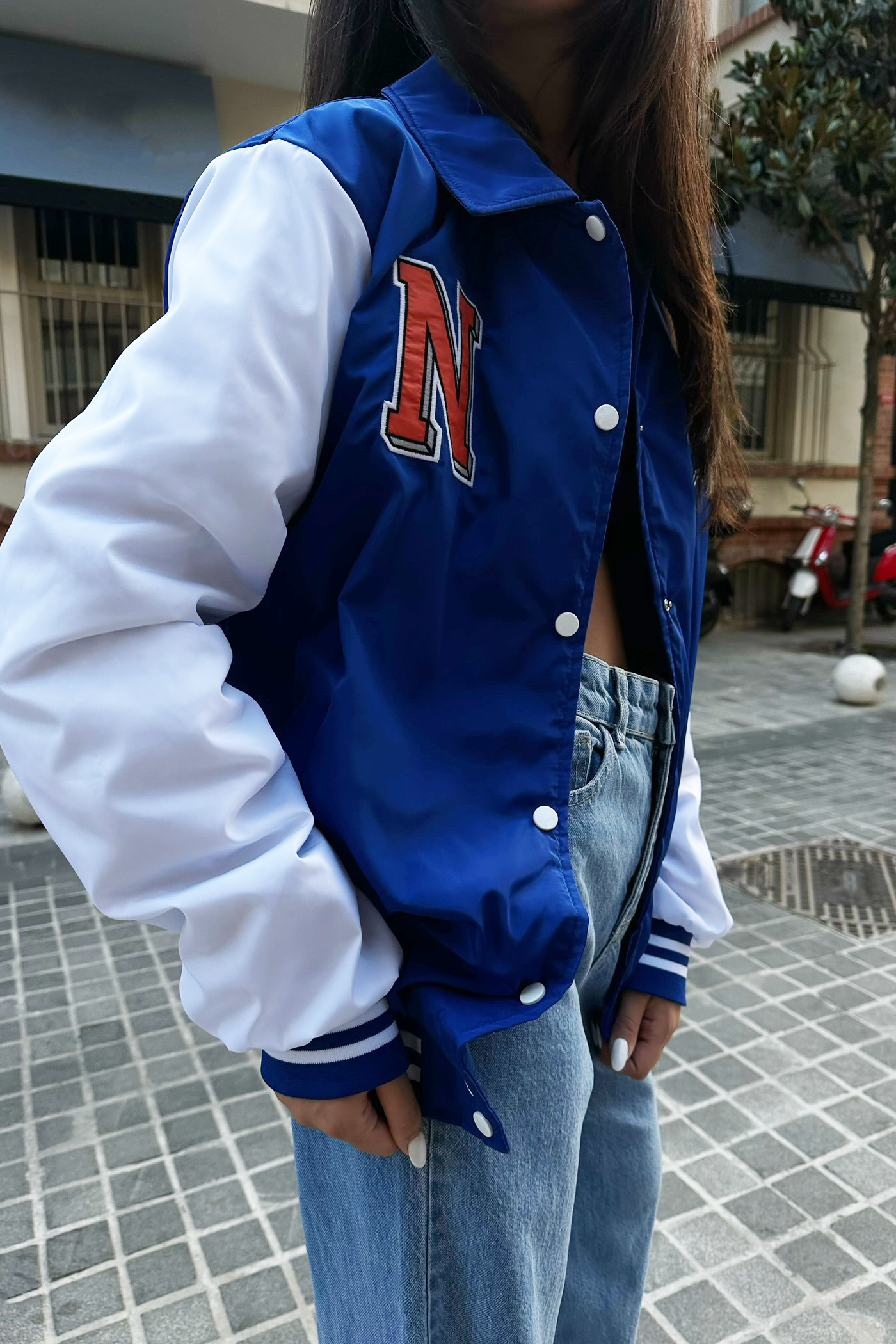 Letter Embroidered Collar College Jacket