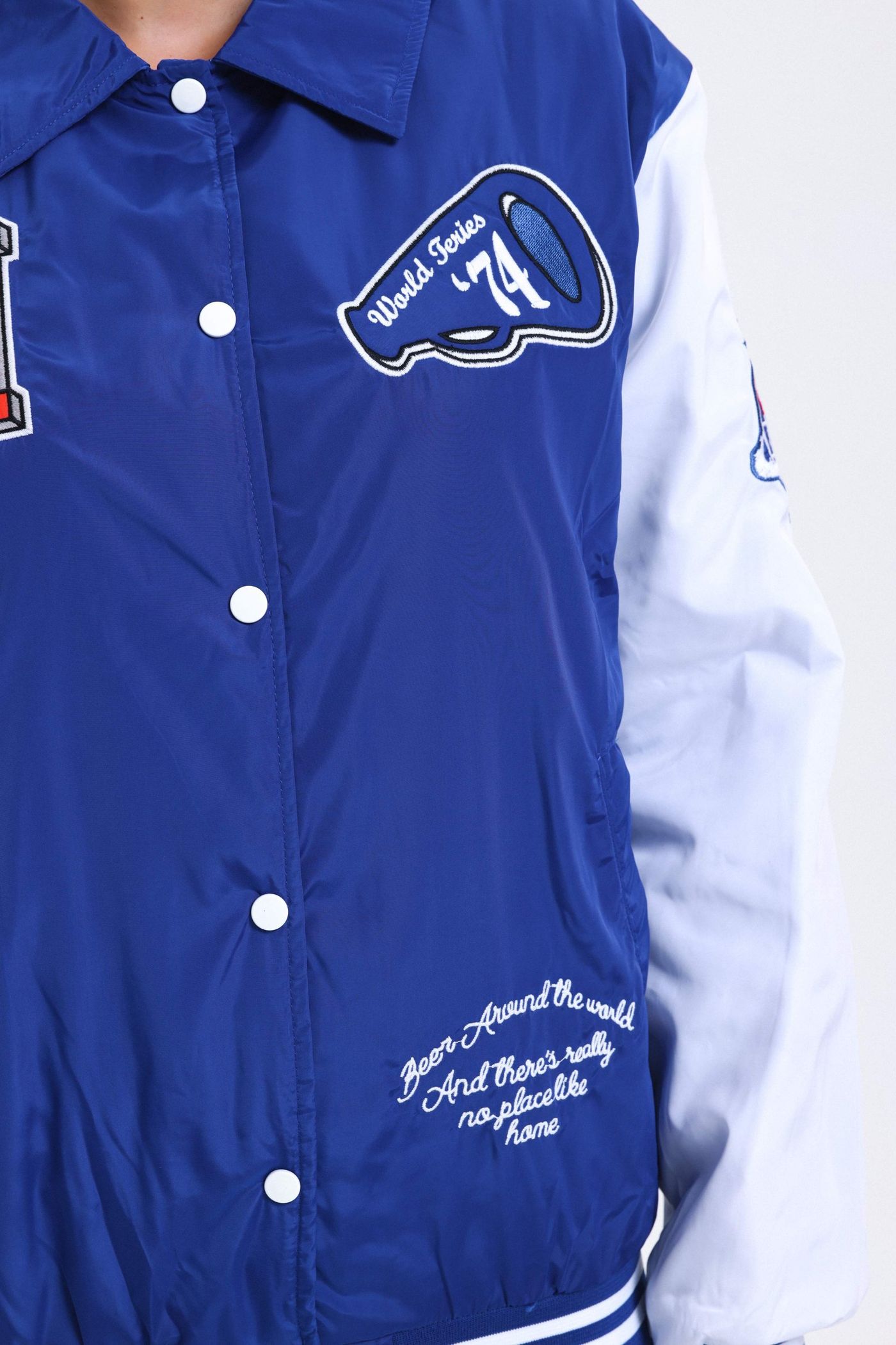 Letter Embroidered Collar College Jacket