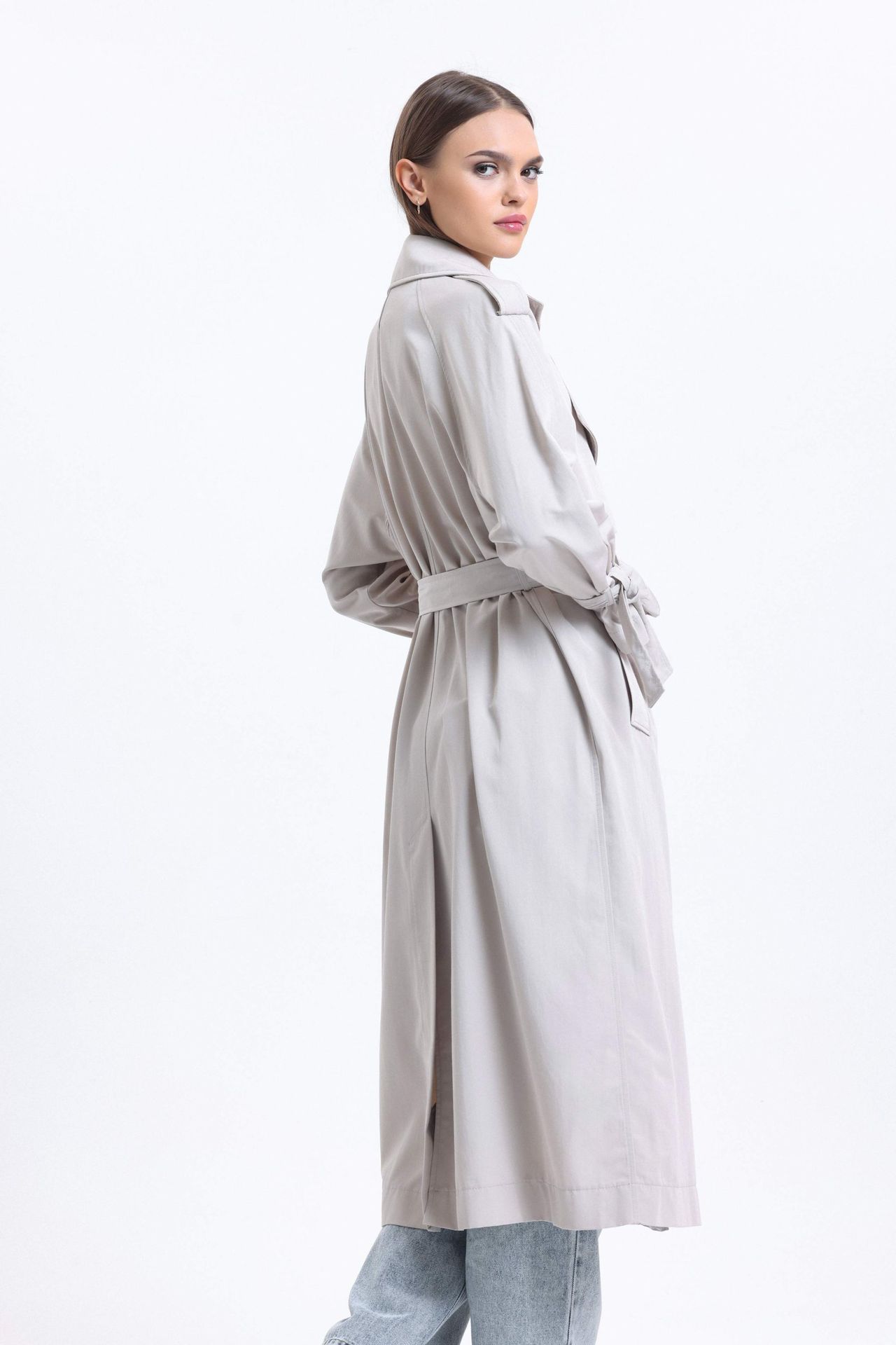 Collar Buttoned Trenchcoat with a Belt