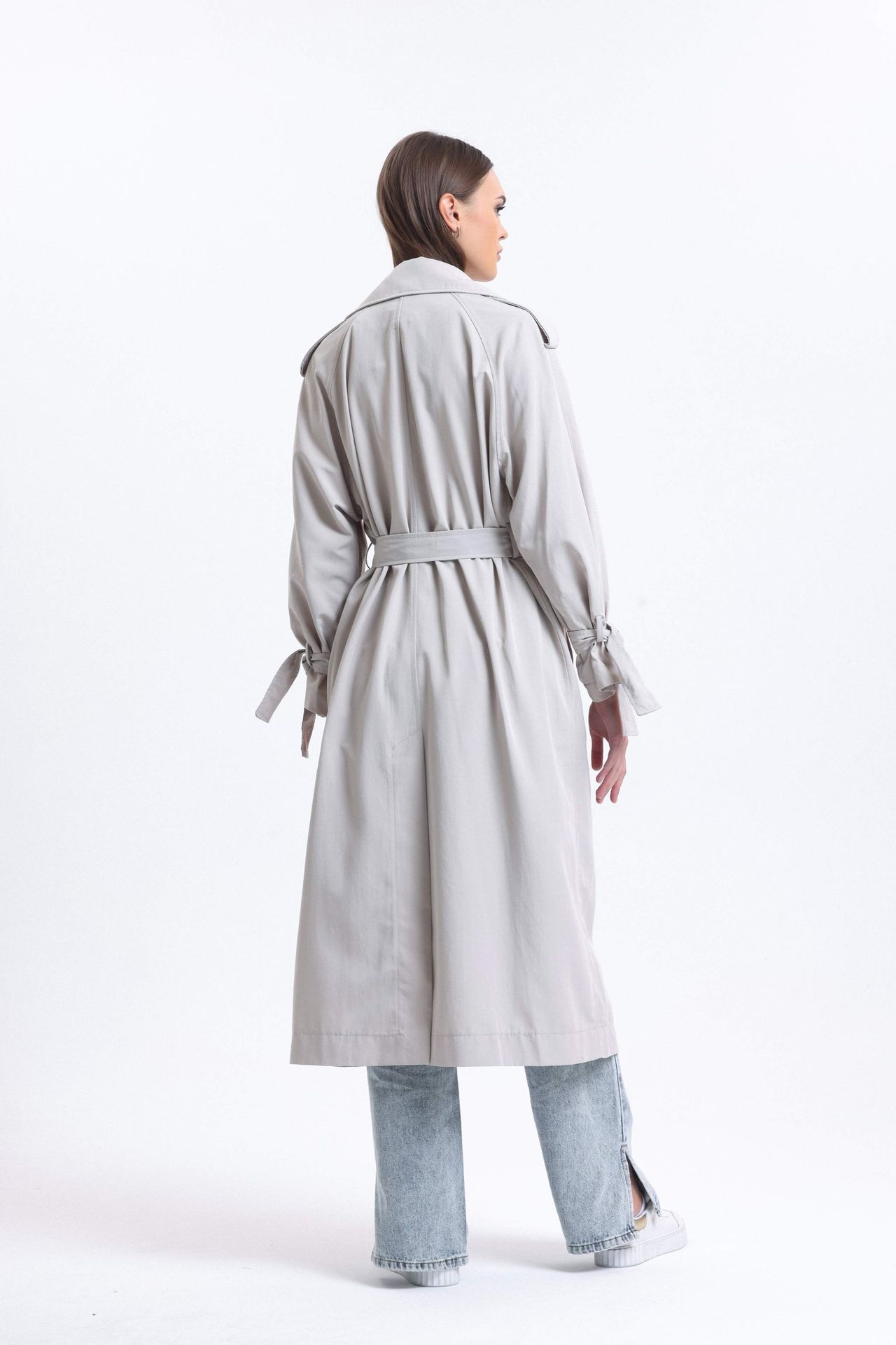 Collar Buttoned Trenchcoat with a Belt