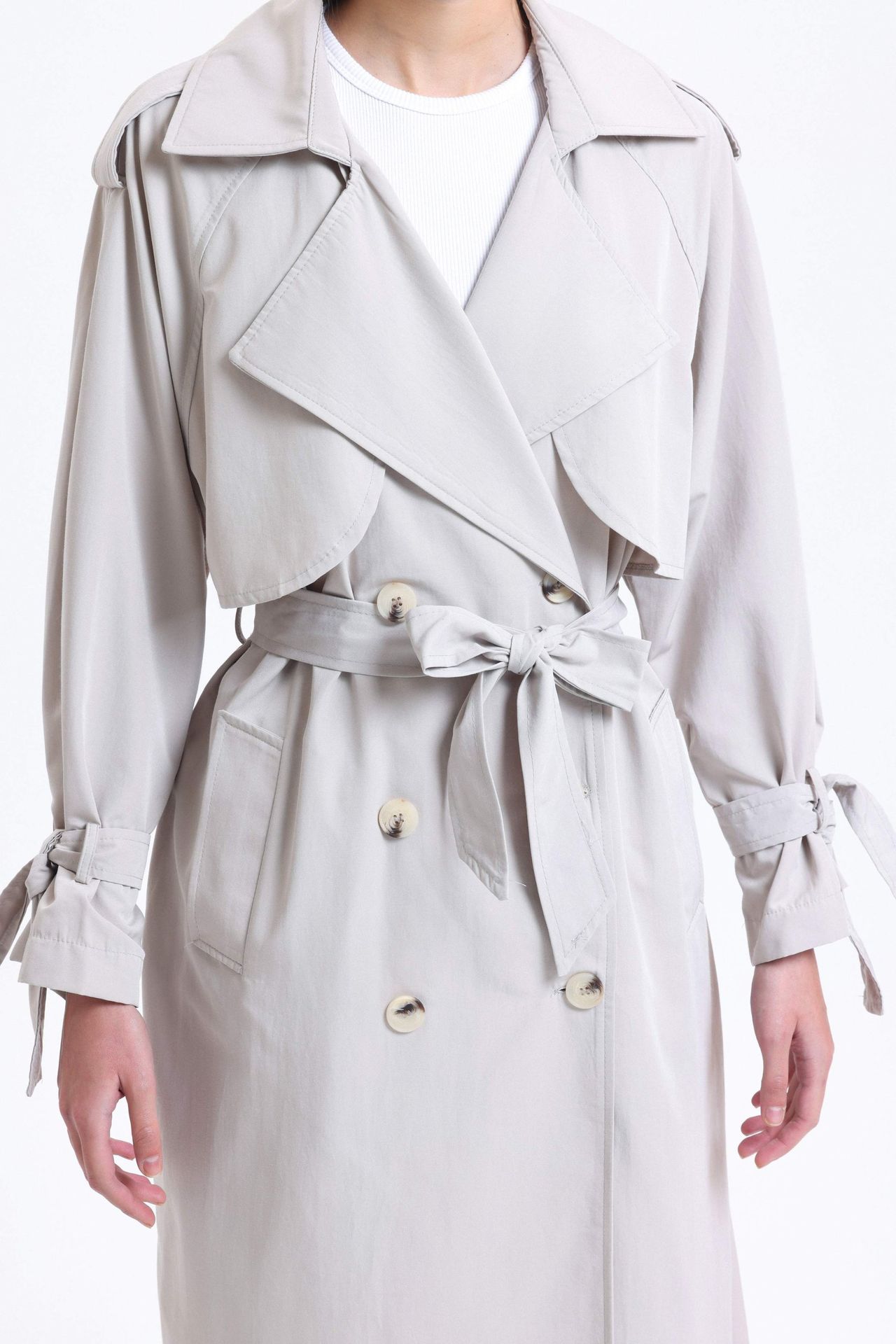 Collar Buttoned Trenchcoat with a Belt