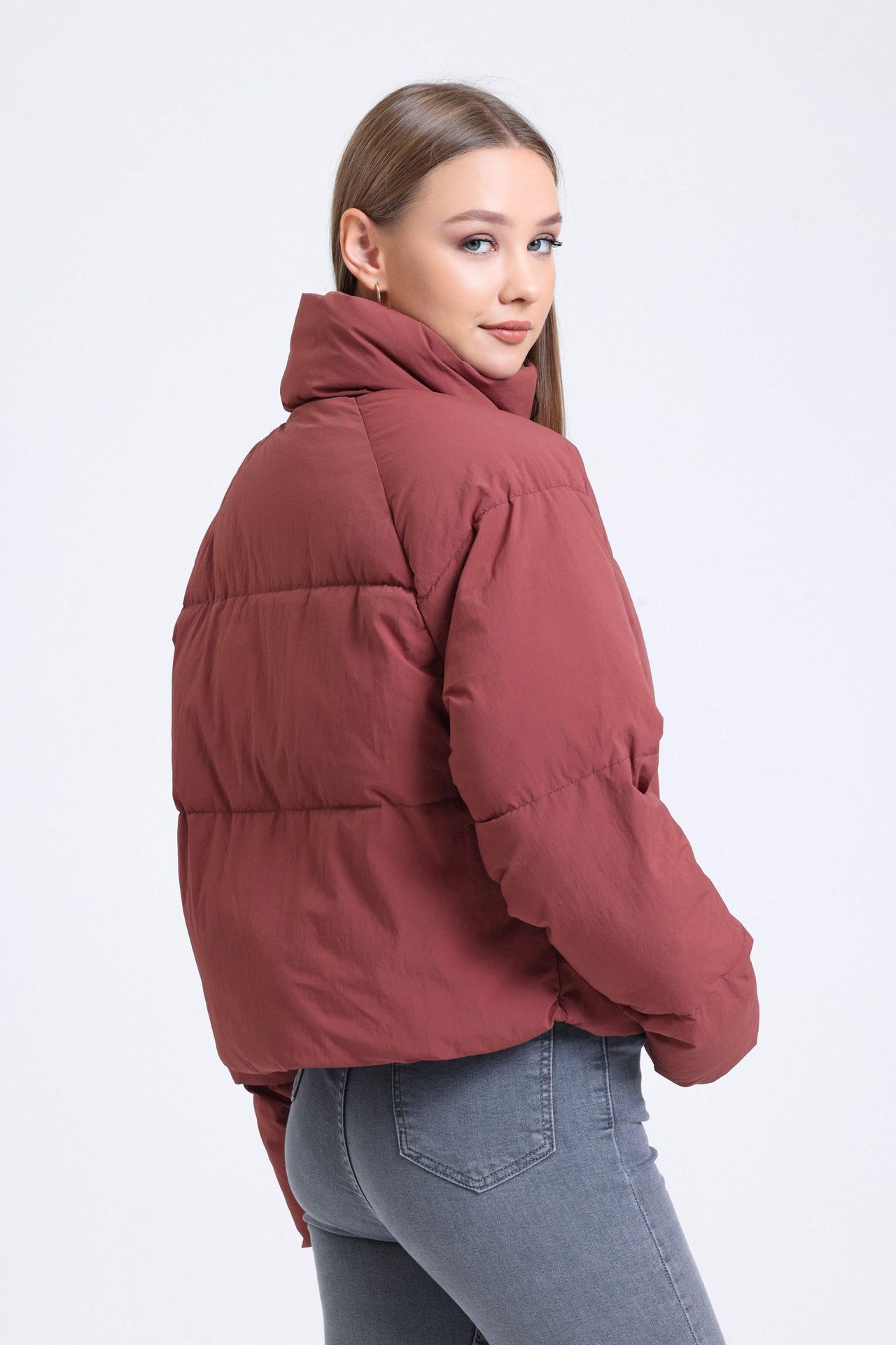 Stand Collar Zipper Puffer Jacket