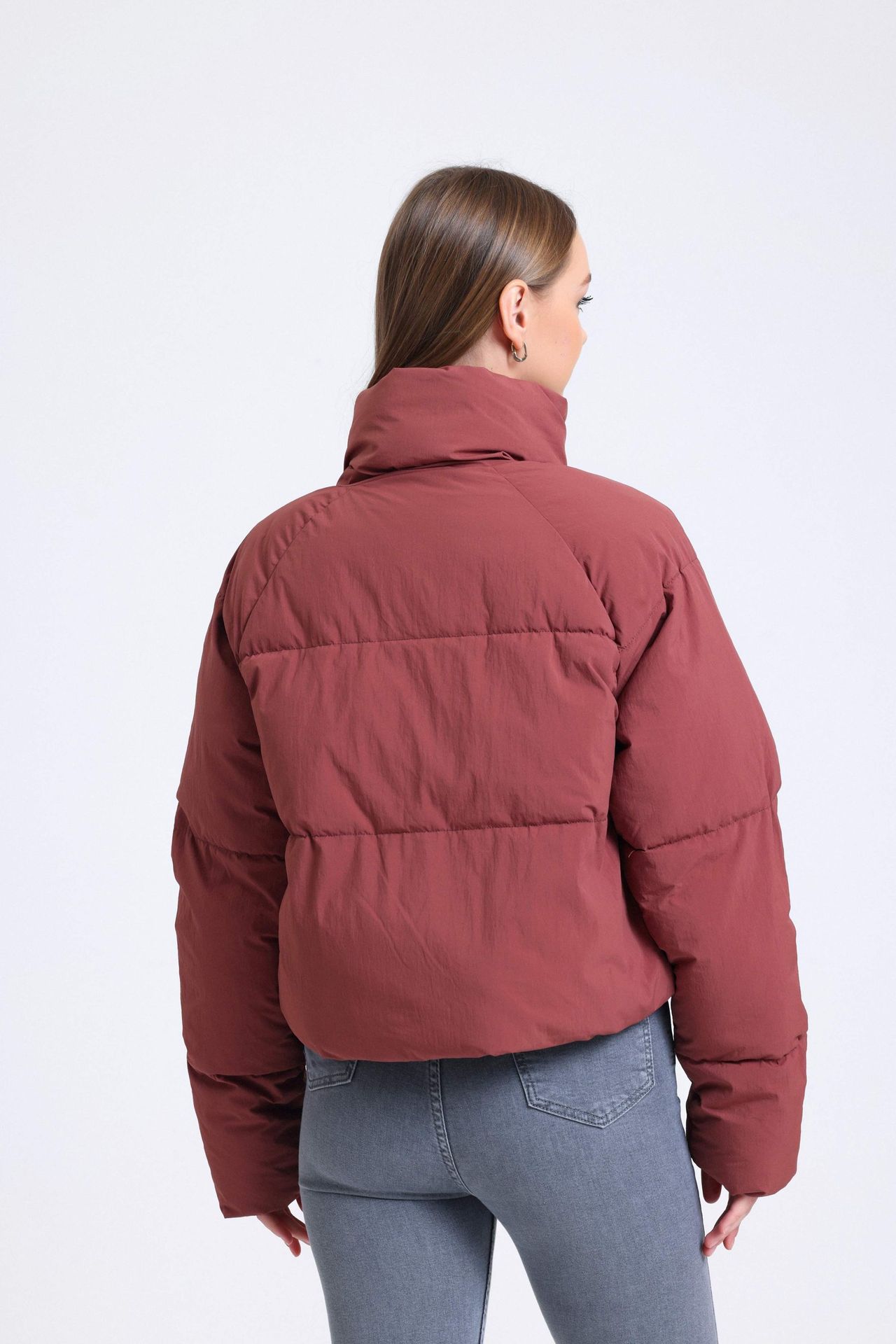 Stand Collar Zipper Puffer Jacket