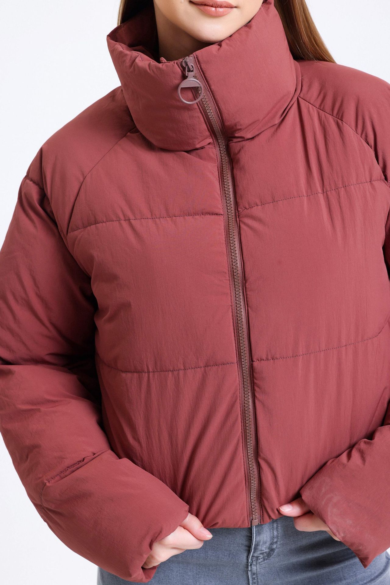 Stand Collar Zipper Puffer Jacket