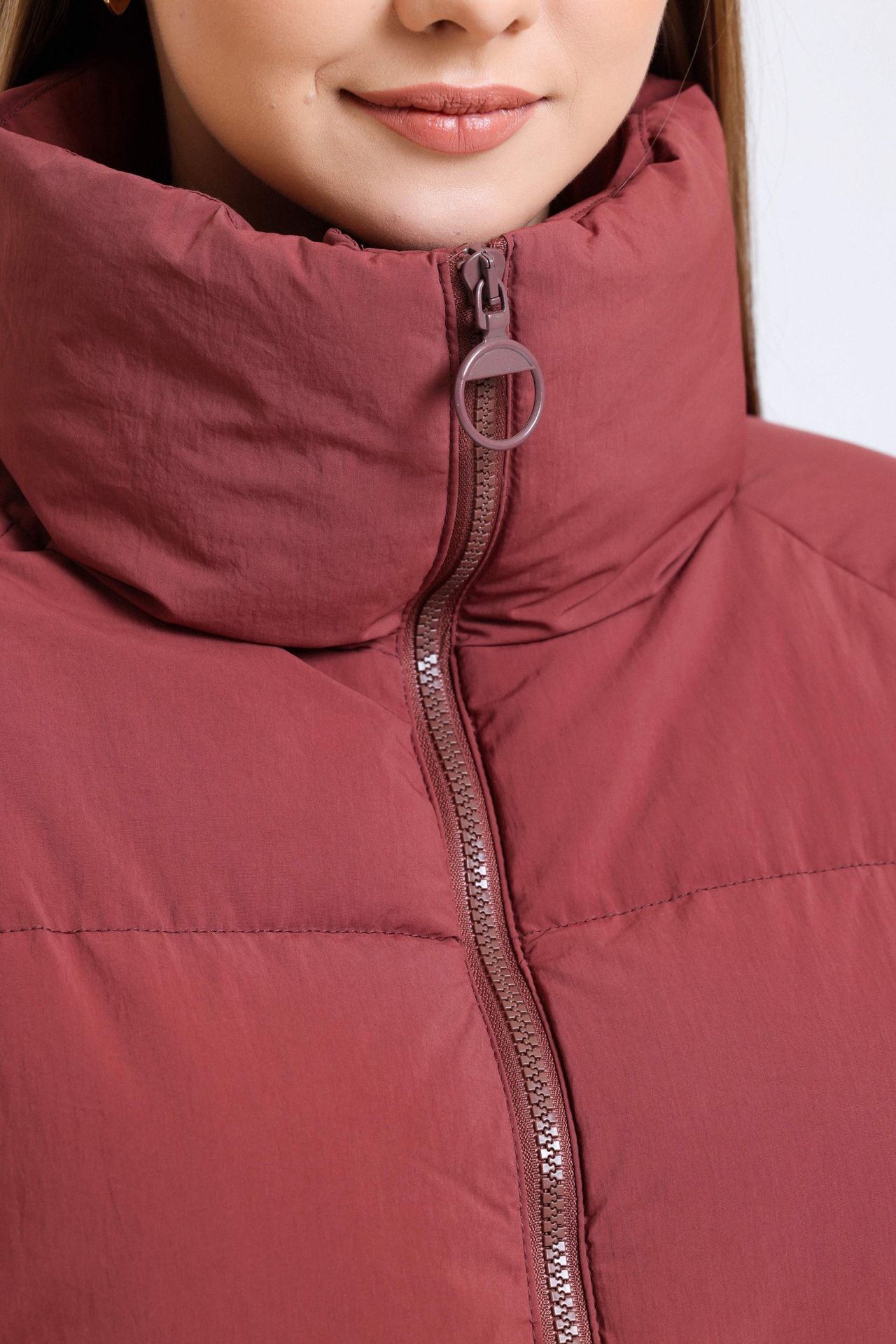Stand Collar Zipper Puffer Jacket