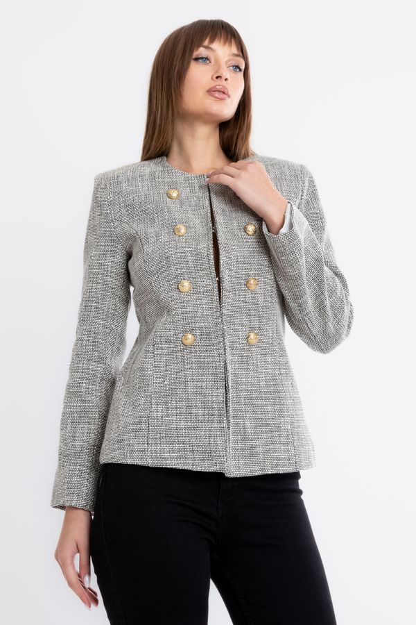 Round Neck Buttoned Blazer 4
