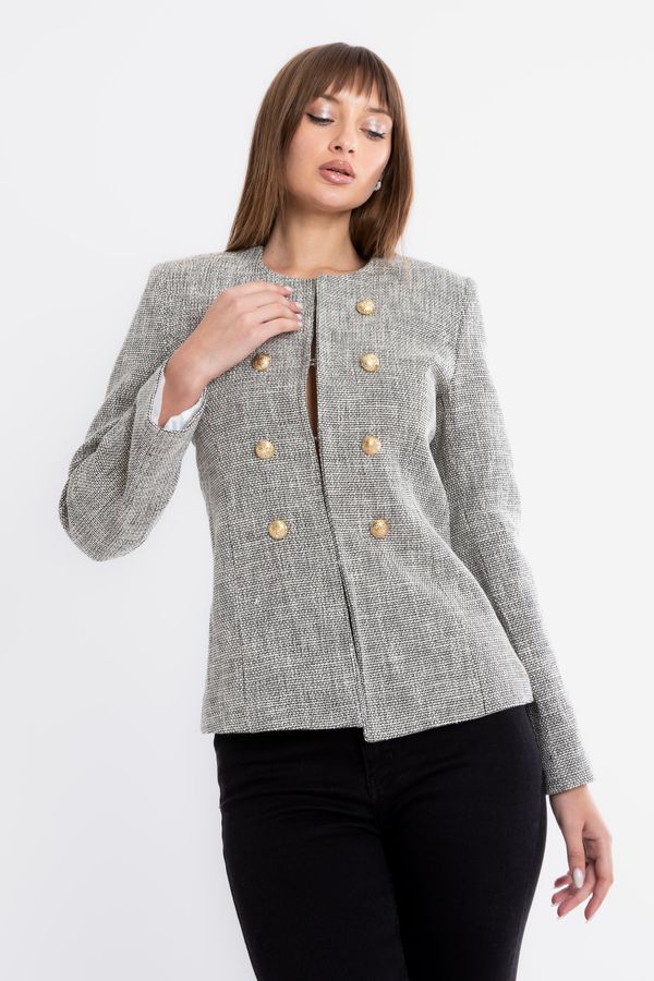 Round Neck Buttoned Blazer 5