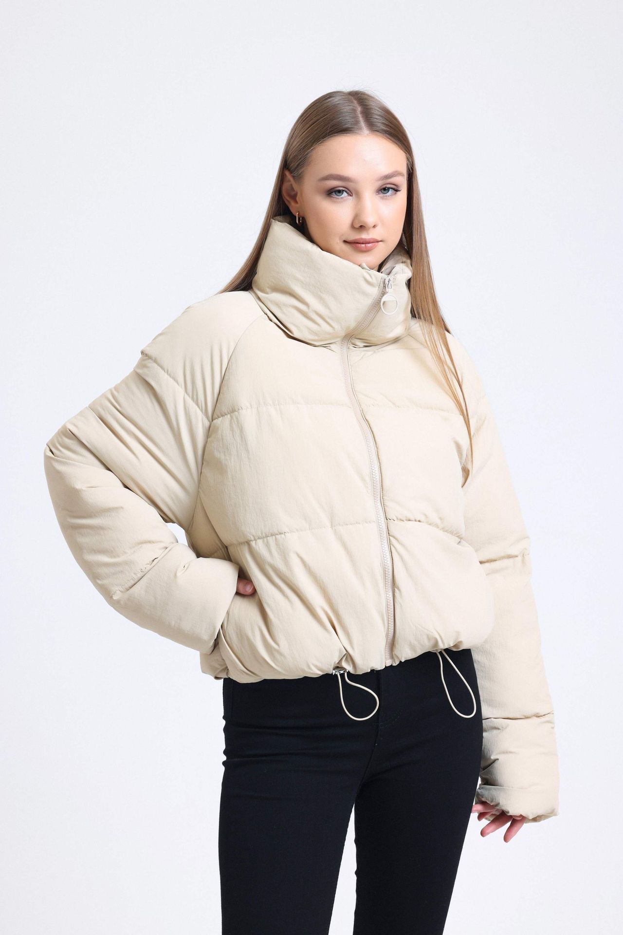 Stand Collar Zipper Puffer Jacket