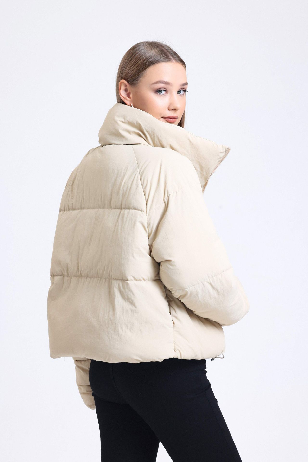 Stand Collar Zipper Puffer Jacket