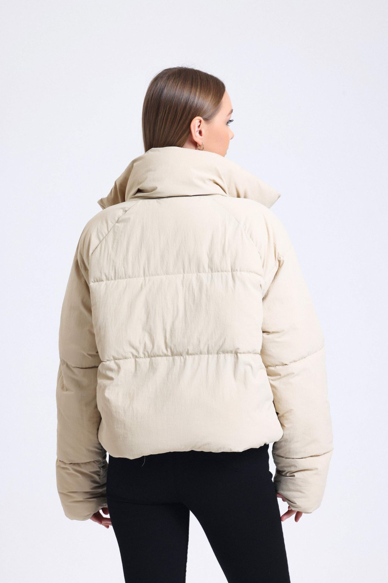 Stand Collar Zipper Puffer Jacket