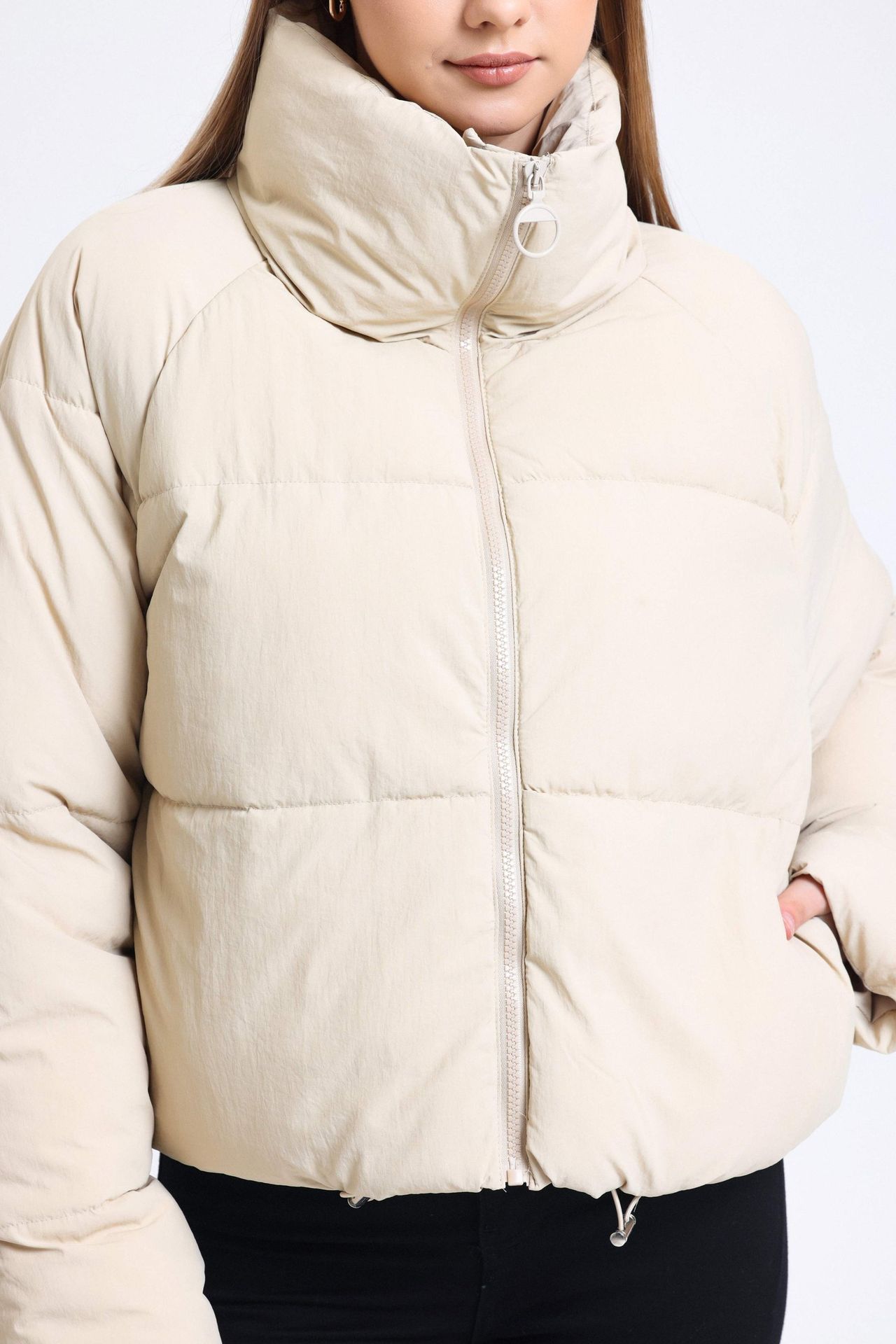 Stand Collar Zipper Puffer Jacket