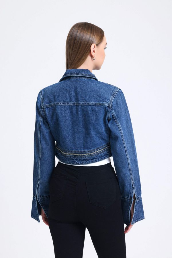 Denim Collar Pocket Cropped Jacket 4