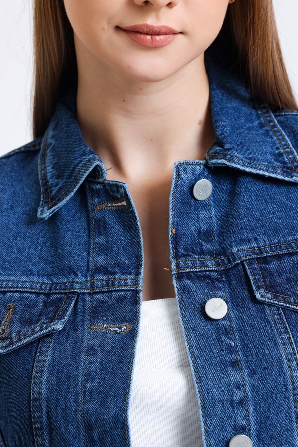 Denim Collar Pocket Cropped Jacket 6