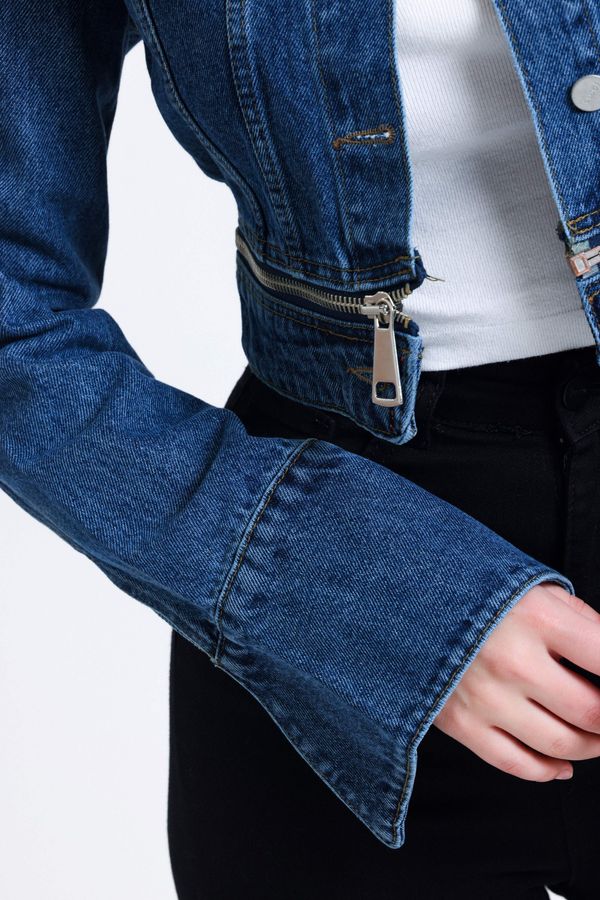 Denim Collar Pocket Cropped Jacket 8