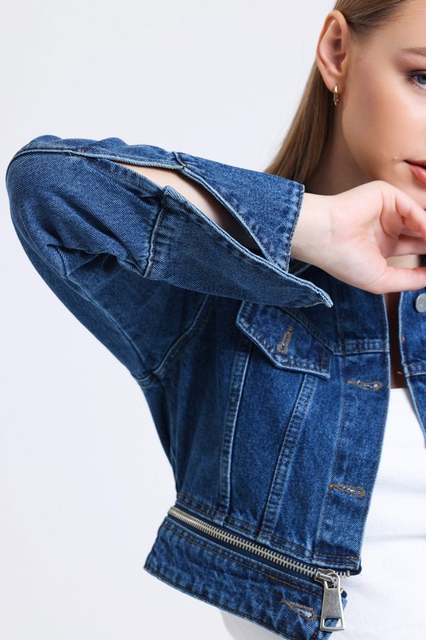 Denim Collar Pocket Cropped Jacket 9