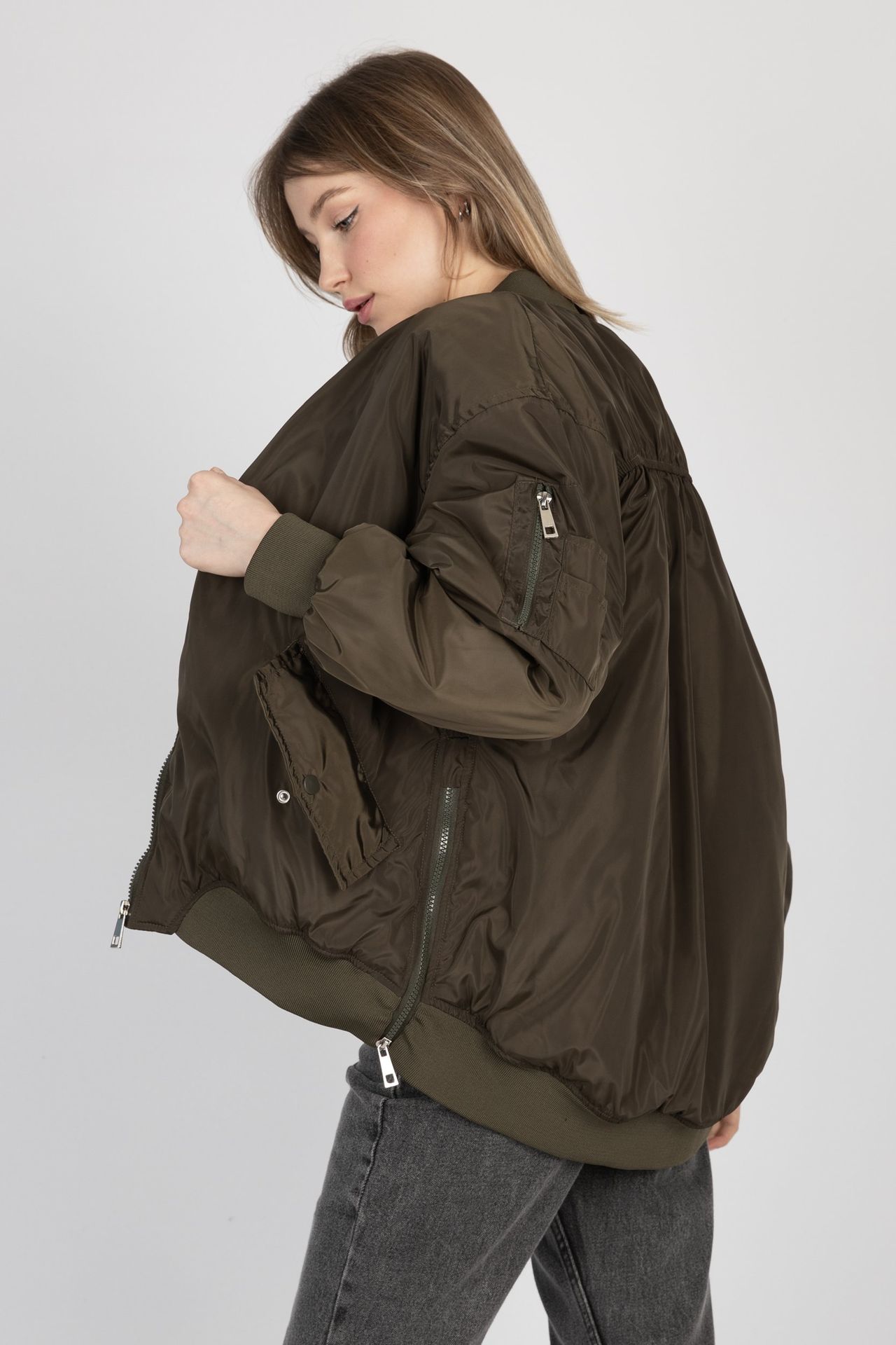 Round Neck Zipper Padded Puffer Jacket