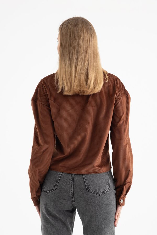 Corduroy Polo Collar Buttoned Pocket Jacket 2