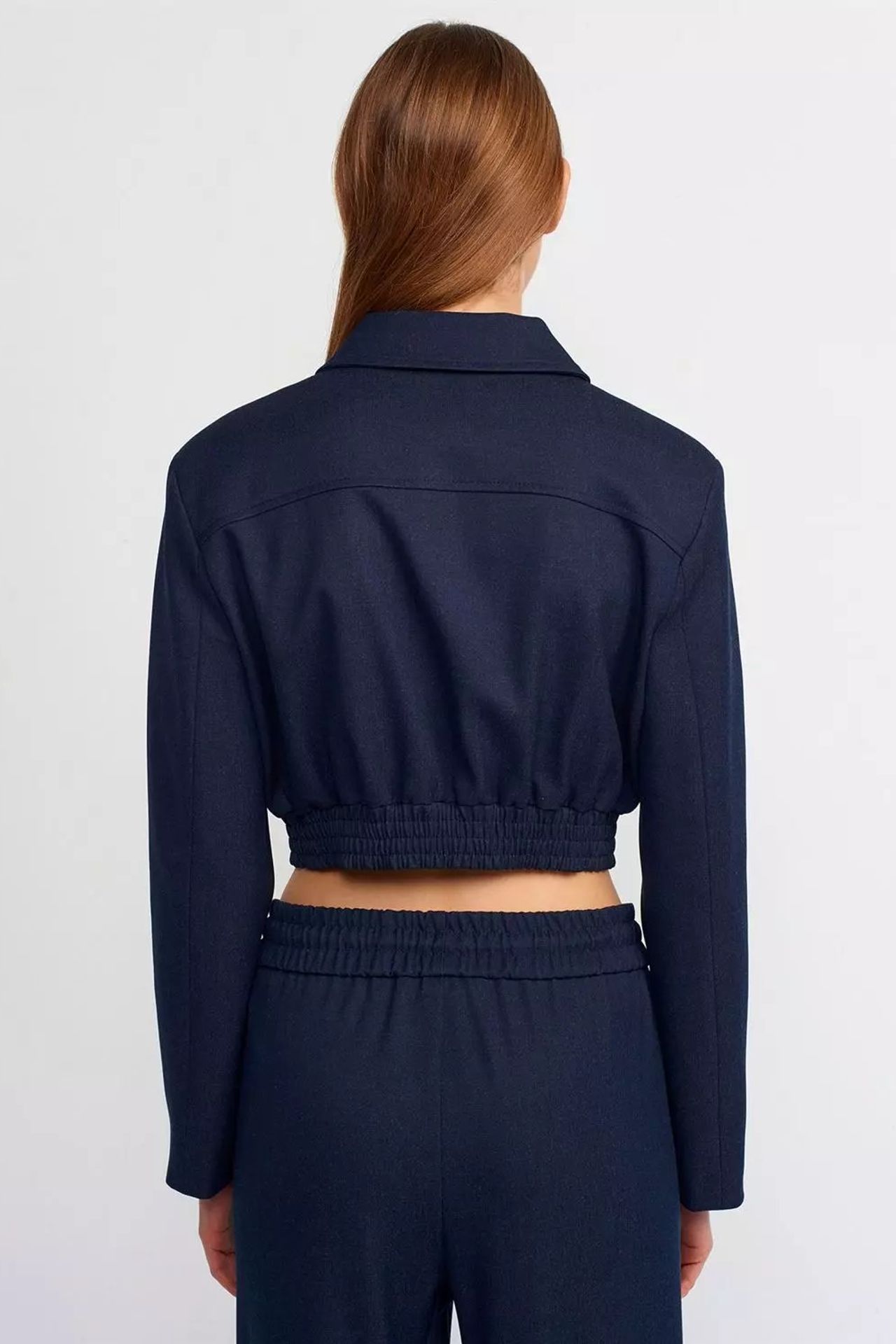 Shirt Collar Zippered Bomber Jacket