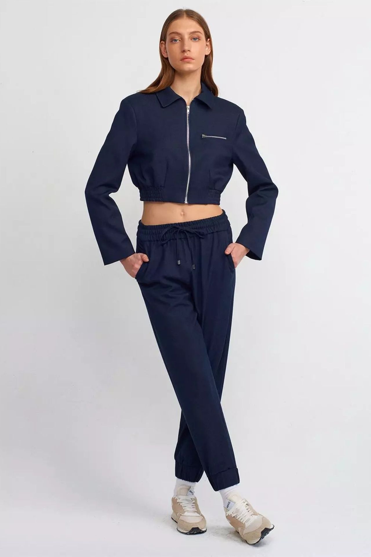 Shirt Collar Zippered Bomber Jacket