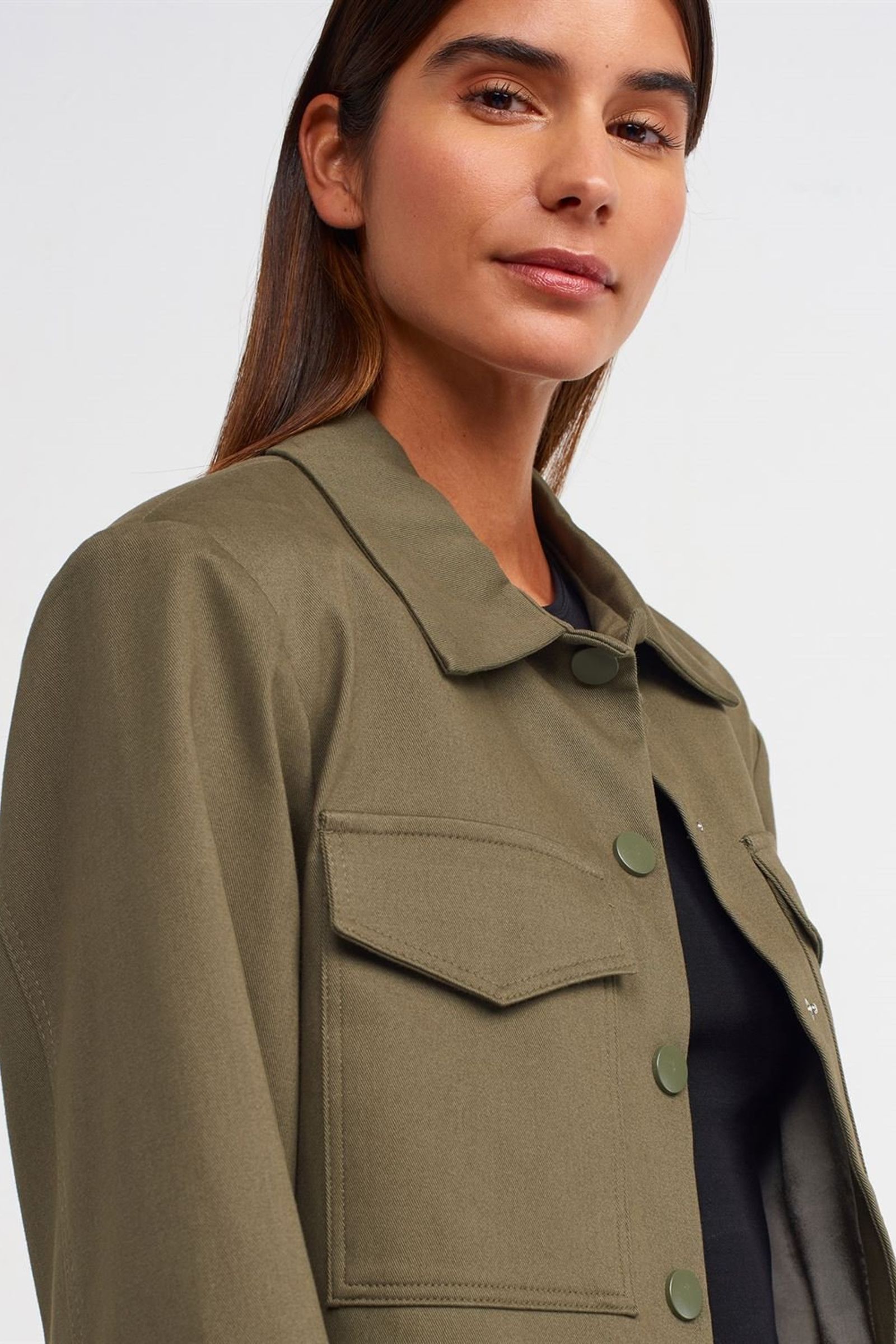 Paperbag Shirt Collar Pocket Cropped Jacket