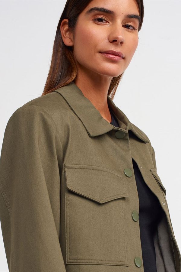 Paperbag Shirt Collar Pocket Cropped Jacket 5