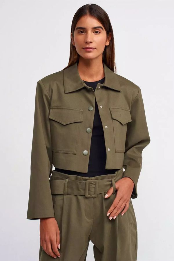 Paperbag Shirt Collar Pocket Cropped Jacket 3