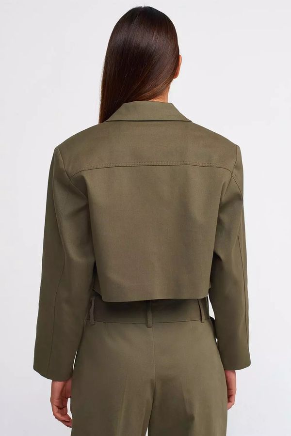Paperbag Shirt Collar Pocket Cropped Jacket 4