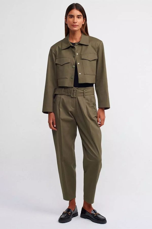 Paperbag Shirt Collar Pocket Cropped Jacket 2