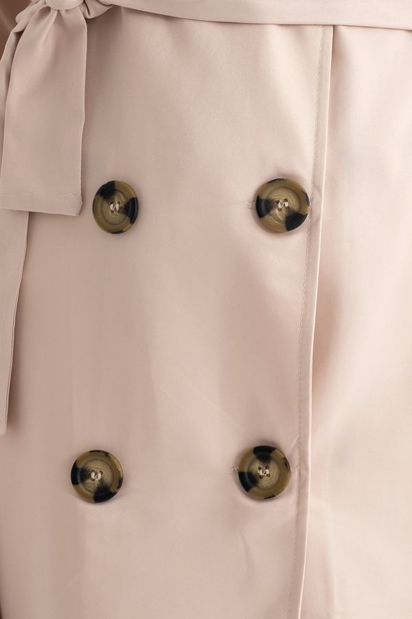Double-Breasted Belted Long Trench Coat 5