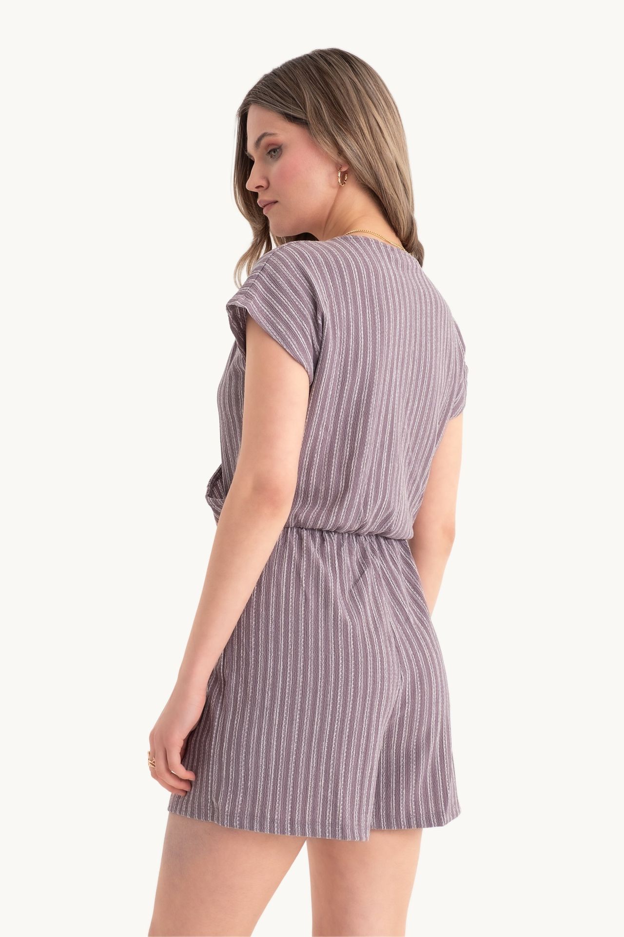 Striped V Neck Playsuit